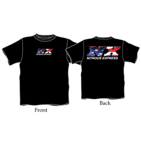 Nitrous Express - Camiseta de manga corta con bandera estadounidense, color negro. - Talla XL