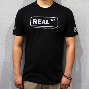 Camiseta Real Street Negra , Logo Gris - Talla 2XL