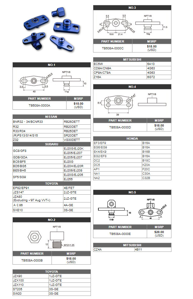 Tomei - ADAPTADOR DEL REGULADOR DE LA LÍNEA DE COMBUSTIBLE N.° 1 RB26DETT RB20DET EJ20 2JZ GTE 185106 TB508A-0000A - Imagen 2