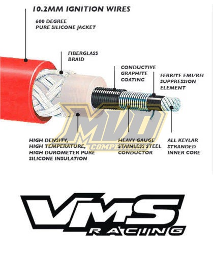 Juego de cables de bujía VMS Racing Nissan SR20 - Rojo 10.2MM 10 MM - Imagen 5