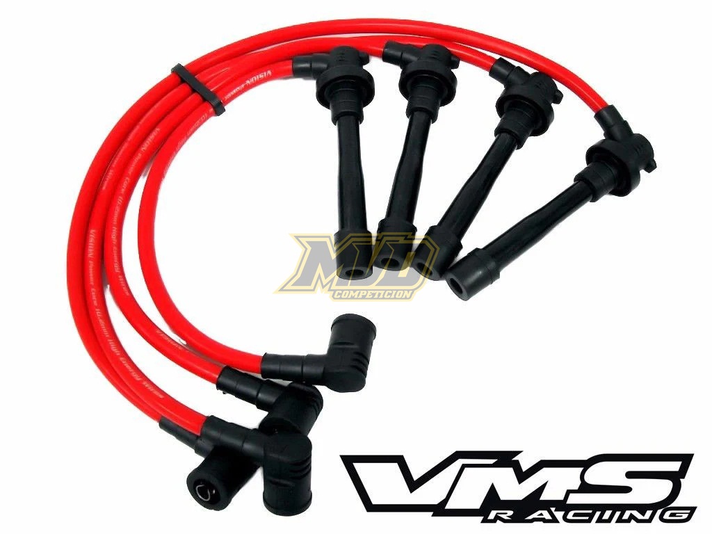Juego de cables de bujía VMS Racing Nissan SR20 - Rojo 10.2MM 10 MM