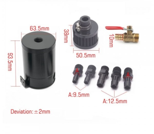 Canister de Aceite Universal de Aluminio con Deflector Turbo de 2 Puertos + Kit de Soporte de Montaje - Imagen 2