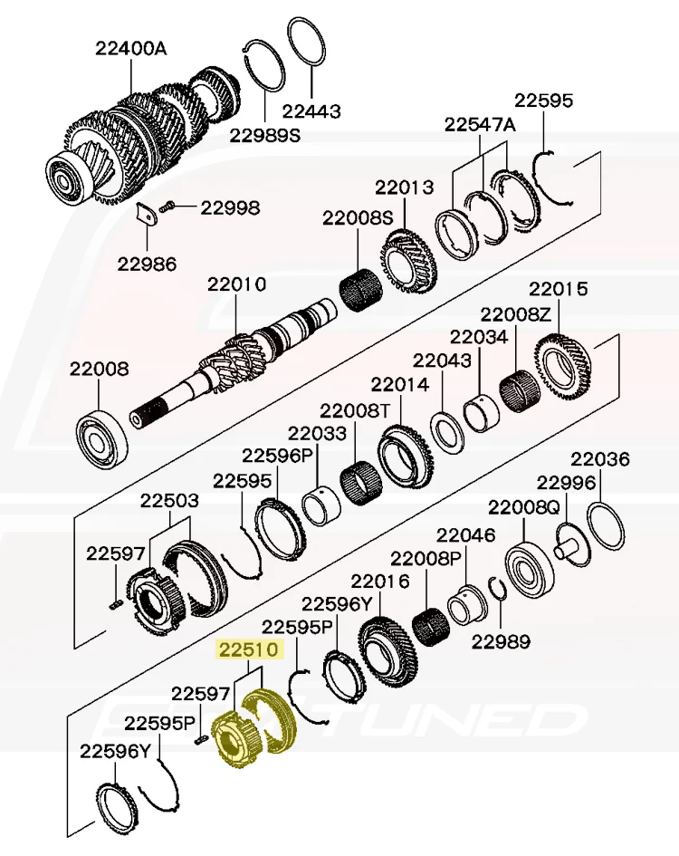 Mitsubishi OEM - Buje y manguito sincronizador de 5ª/6ª marcha para Evo 8/9 MR - Imagen 3
