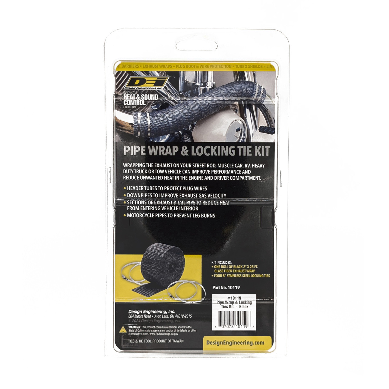 DEI - Kit de cinta aislante para escape de fibra de vidrio negra de 2" x 25 pies con (4) bridas de sujeción de 8". - Imagen 3
