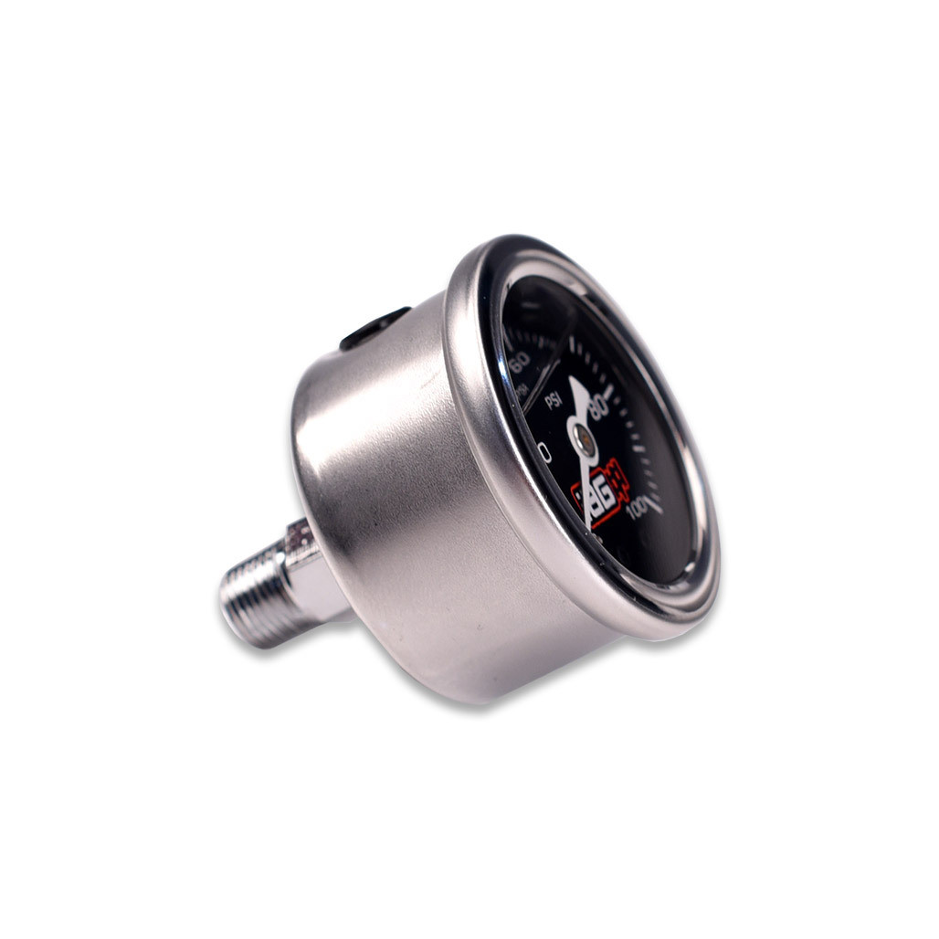Manómetro de presión de combustible con líquido IAG Performance de 0 a 100 PSI (esfera negra) - Imagen 2