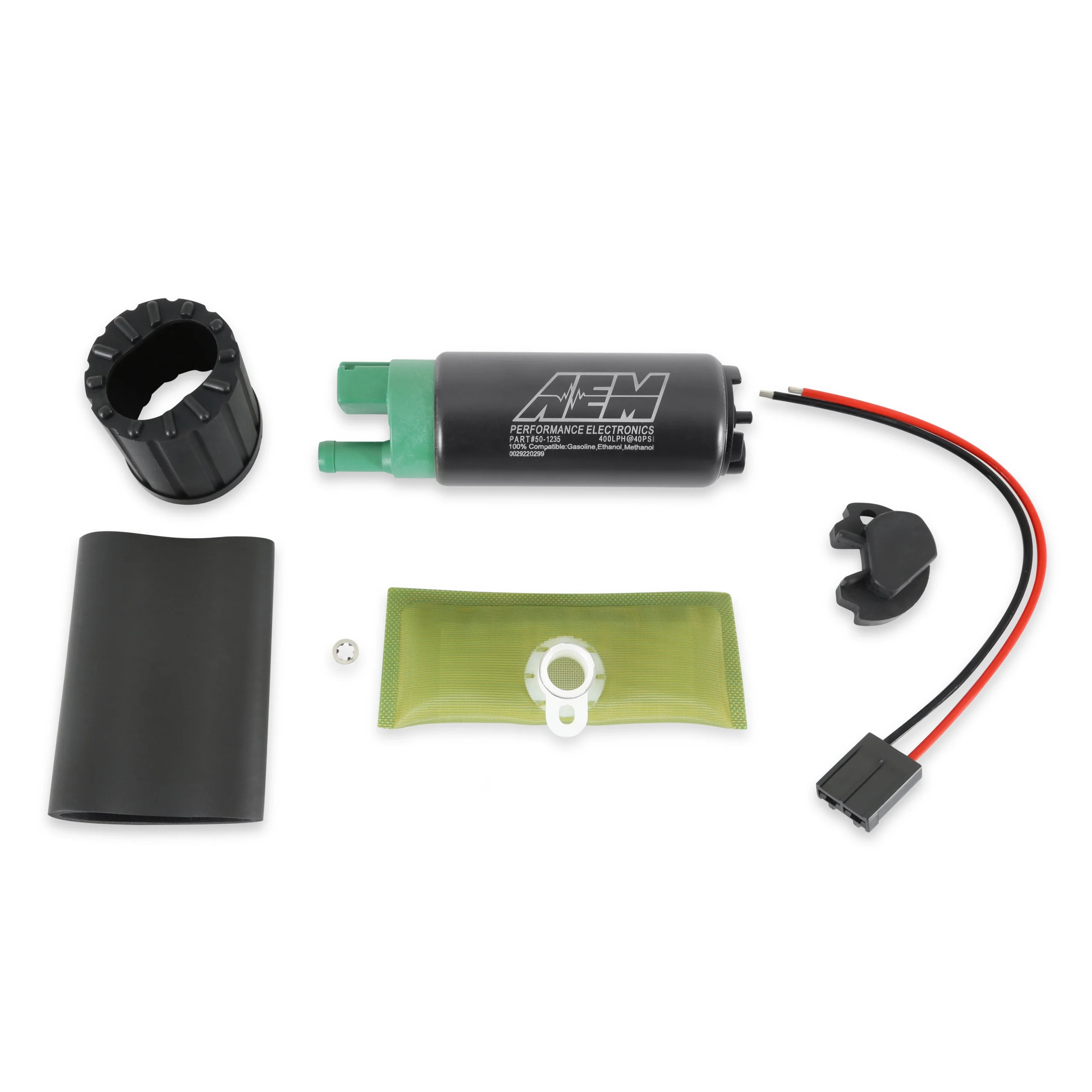 Kit de bomba de combustible AEM de alto flujo de 400 LPH para E85, para uso en tanque, con entrada descentrada de un solo conector y salida en línea. - Imagen 8